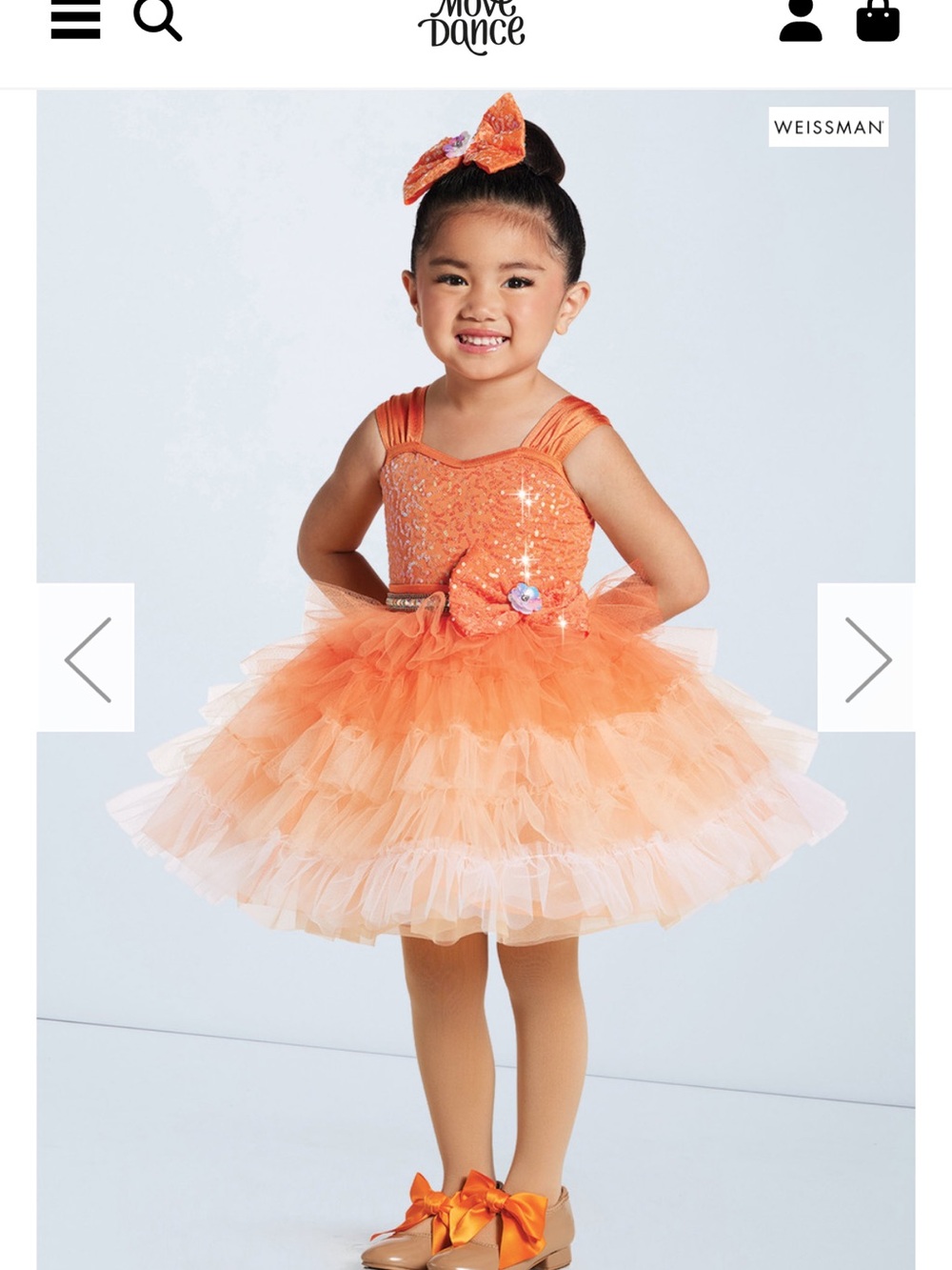 Weissman Girls' Orange Tutu Dress Costume Size IC Tiered Tulle Sequin